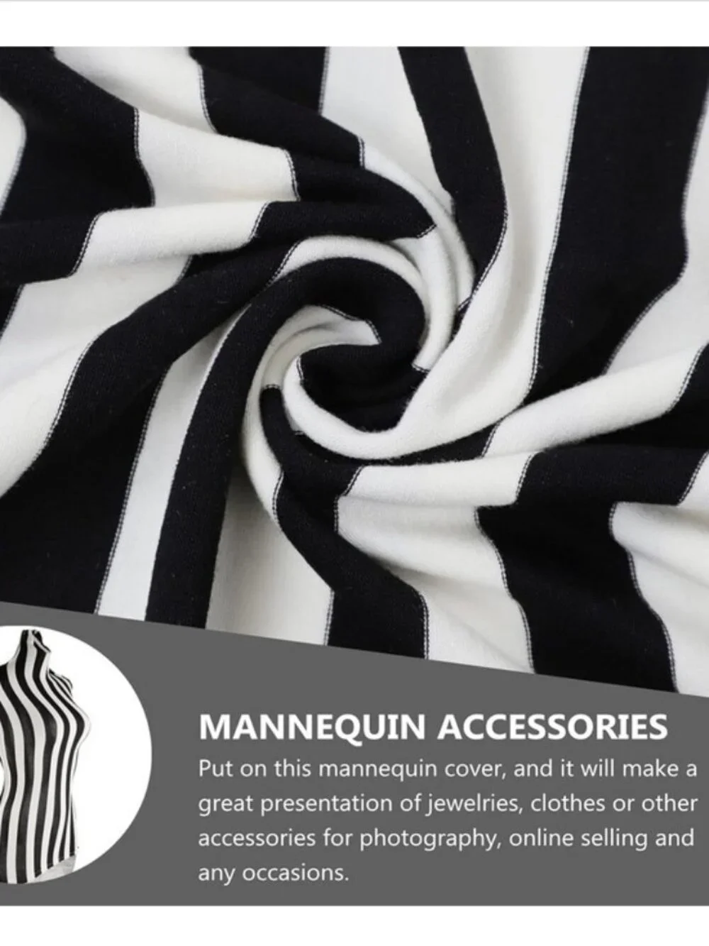 Black and White stripe Female Mannequin Cloth Cover - Picture 9 of 12